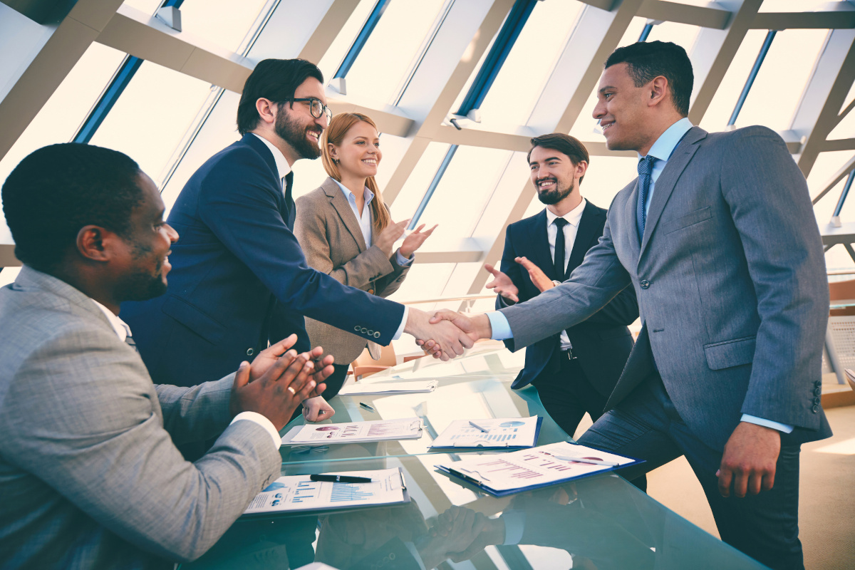 Smiling Business Pople shaking hands